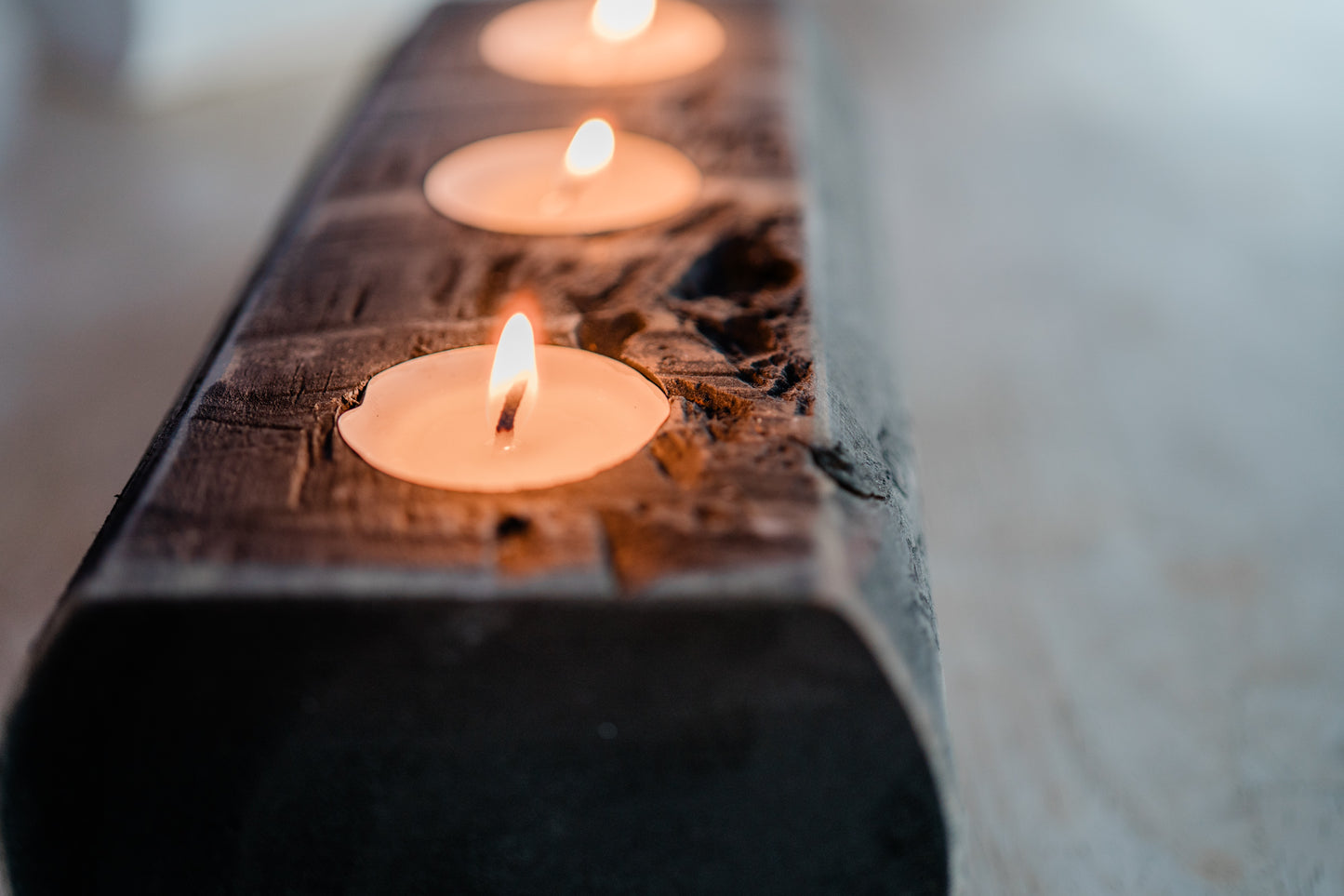 Duo Collection - 2 Centerpieces - Handcrafted Wooden Tea Lights
