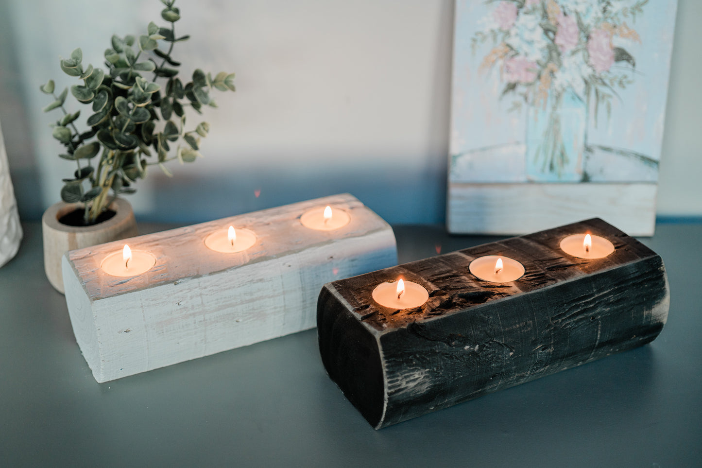 Cozy Four Collection - Handcrafted Wooden Tea Lights
