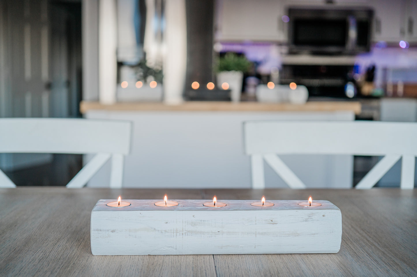 Duo Collection - 2 Centerpieces - Handcrafted Wooden Tea Lights